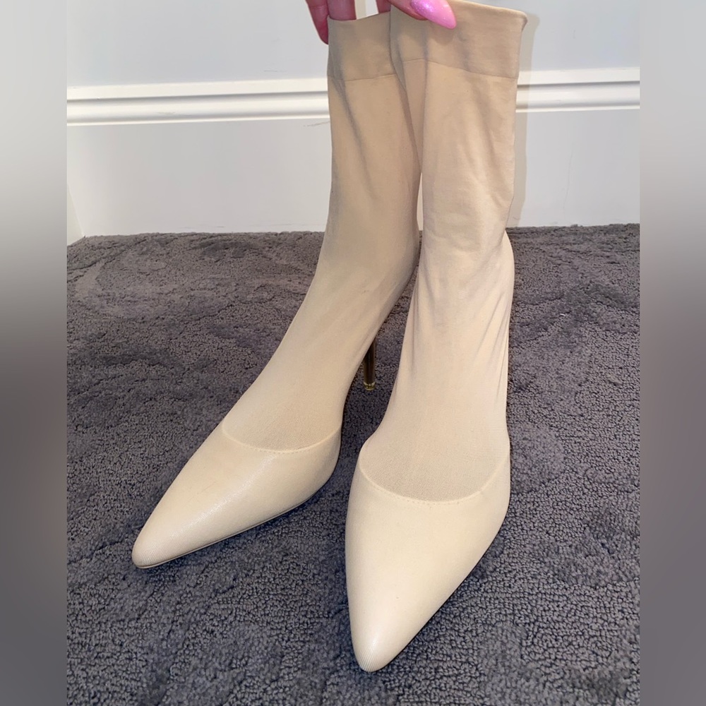 ✨Cream Nude Sock Heel Booties - Picture 8 of 14